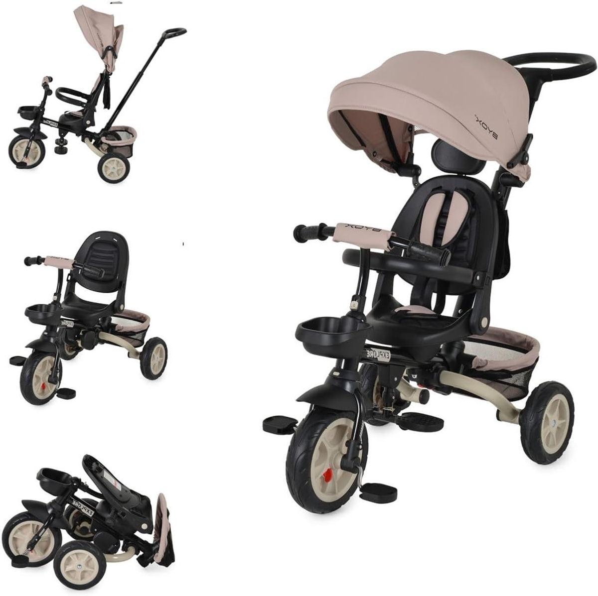 Driewieler 3-in-1 - Kinderdriewieler Loopfiets - Buiten Spelen - Omkeerbare Zitting - 98 x 52 x 111 cm - Bruin Driewieler kopen online