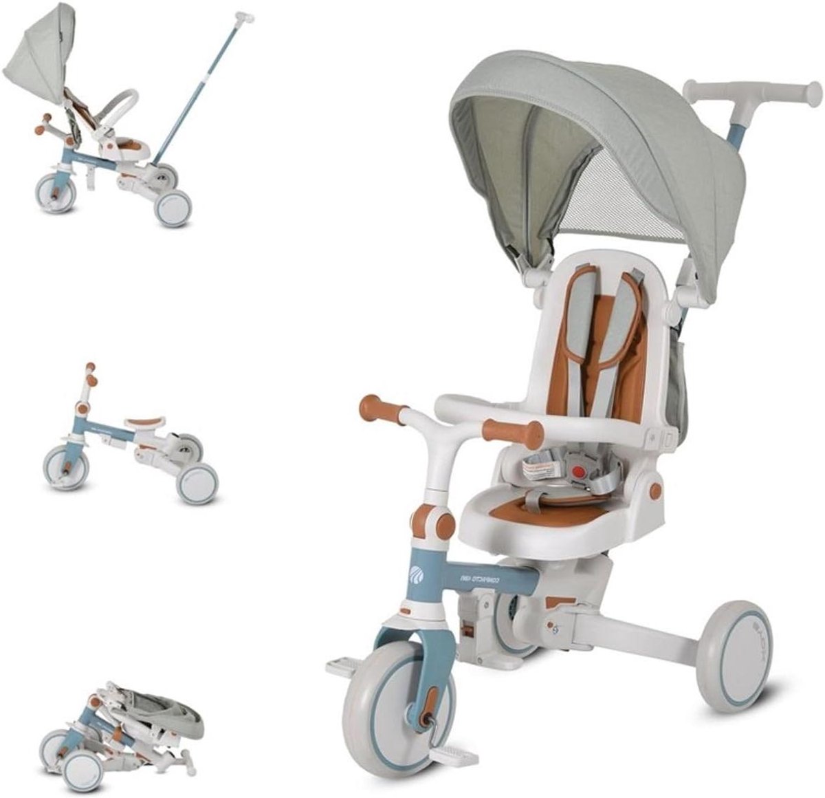 Driewieler 4-in-1 - Kinderdriewieler - Buiten spelen - Inklapbaar aluminium frame - 70 x 50 x 97 cm - Blauw Driewieler kopen online