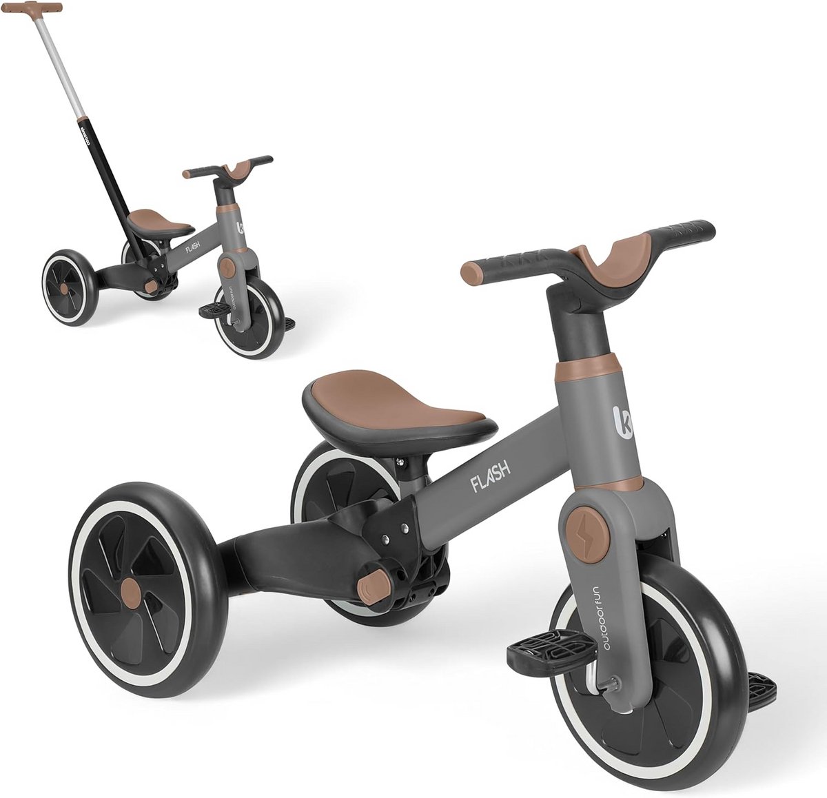 Driewieler 5-in-1 - Loopfiets Kinderfiets - Leren Fietsen Buiten - Groeit Mee Met Kind - 70x34x61cm - Grijs Driewieler kopen online