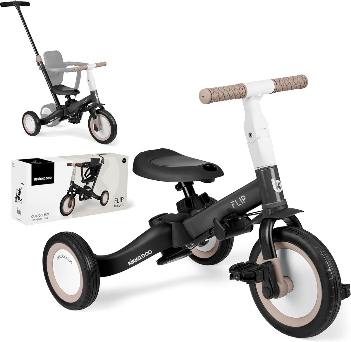 Driewieler Baby - Kinderfiets Loopfiets - Buiten Spelen - 5-in-1 Schaalbaar - 69 x 45 x 78 cm - Zwart Driewieler kopen online