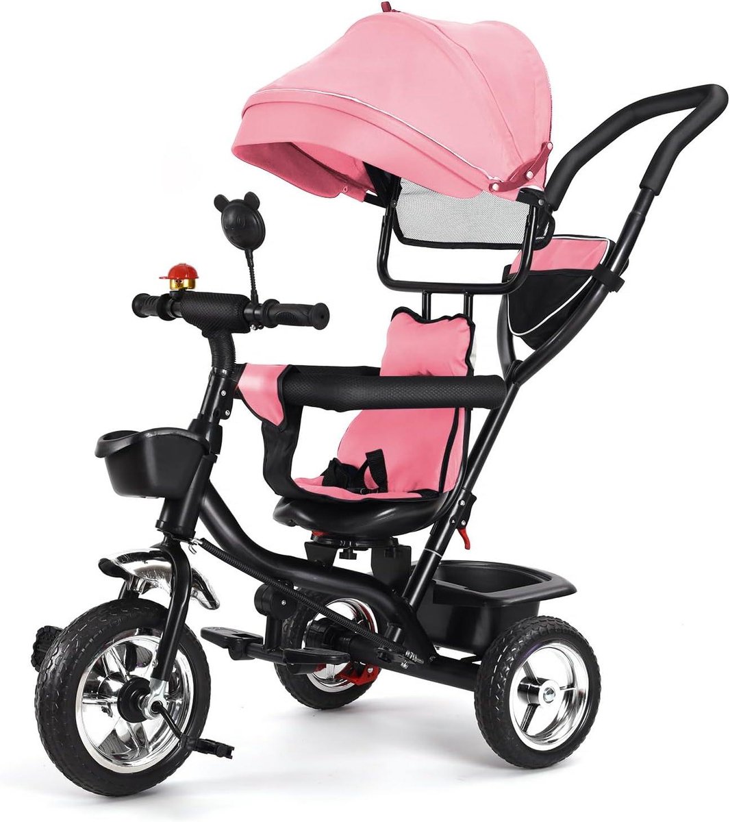 Driewieler Baby - Kinderwagen Fiets - Baby Vervoeren - Schaalbaar met Groei - 75 x 106 x 46 cm - Roze Driewieler kopen online