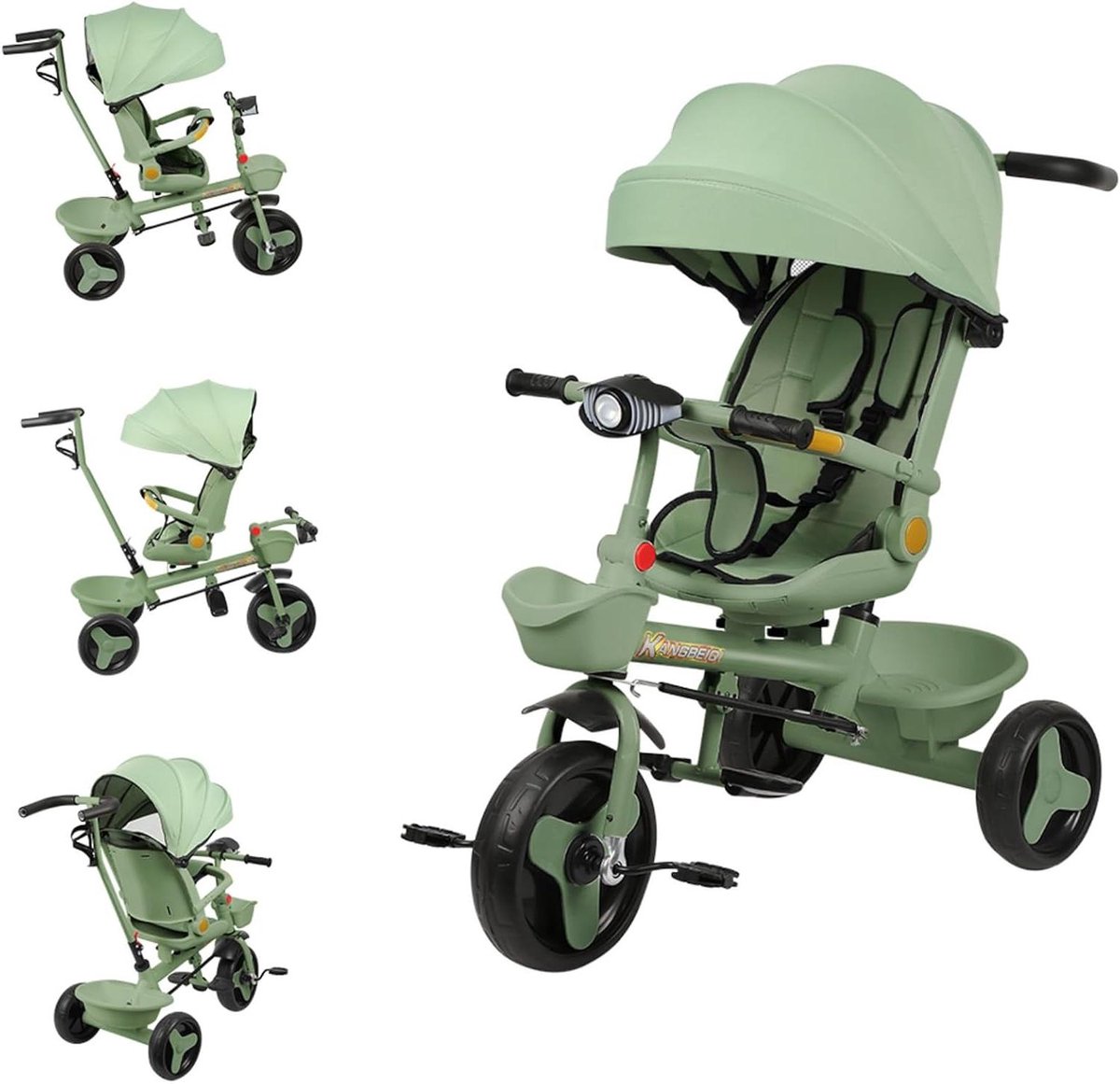 Driewieler Baby - Kinderwagen Trike - Baby Vervoeren - Omkeerbare Zitting - 81 x 49 x 95 cm - Groen Driewieler kopen online
