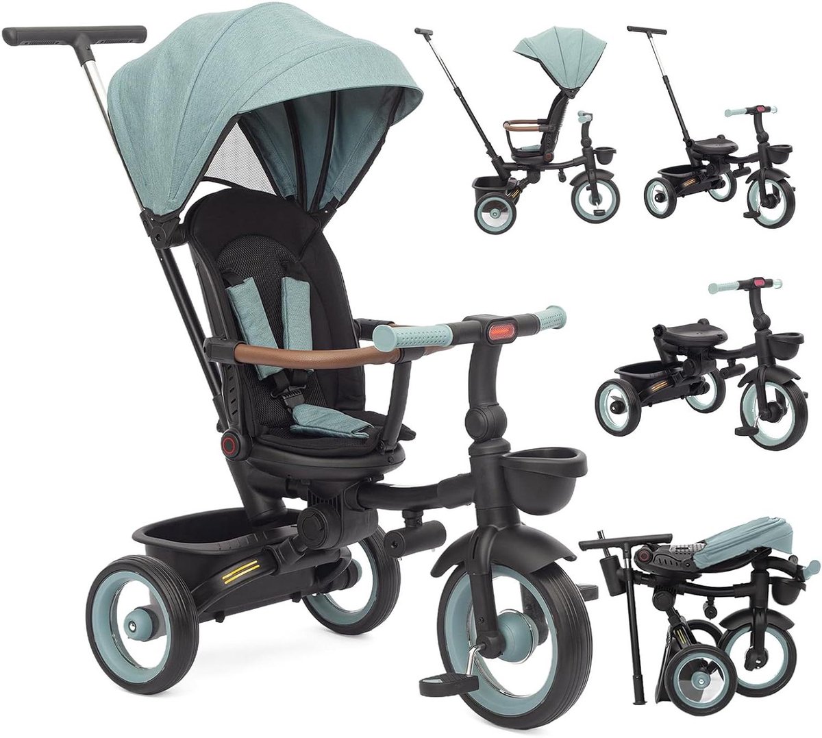 Driewieler Baby - Kindfiets Inklapbaar - Buiten Spelen - 7-in-1 Flexibel - 75 x 50 x 96 cm - Groen Driewieler kopen online