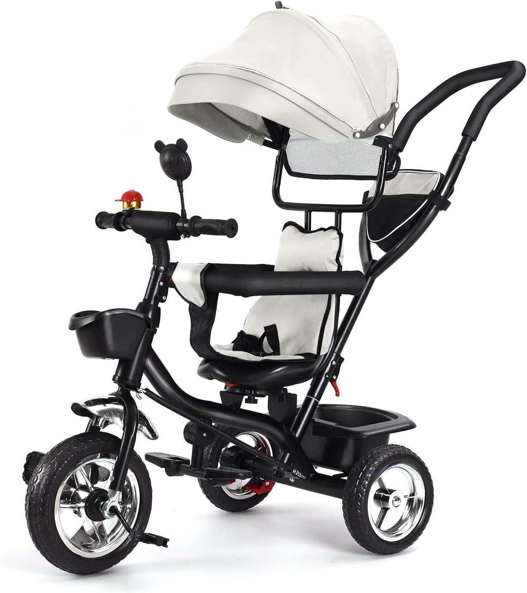 driewieler baby loopfiets kinderwagen veilig fietsen schaalbaar met leeftijd 75 x 106 cm lichtgrijs