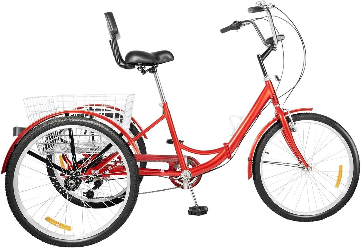 driewieler fiets driewieler volwassenen boodschappen doen inclusief mand en bekerhouder 24 inch rood