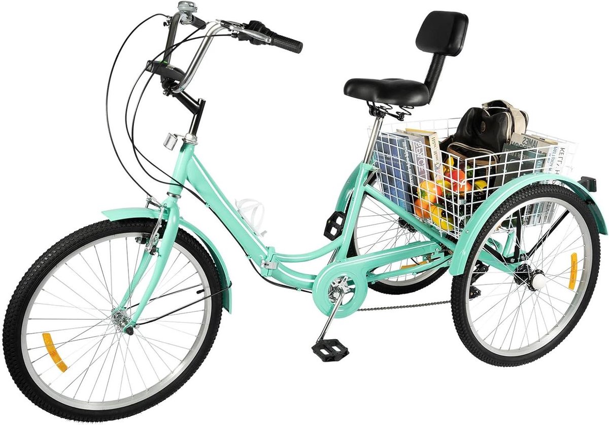 Driewieler Fiets - Driewieler Volwassenen - Boodschappen Doen - Inklapbaar Ontwerp - 24 Inch Wielen - Groen Driewieler kopen online