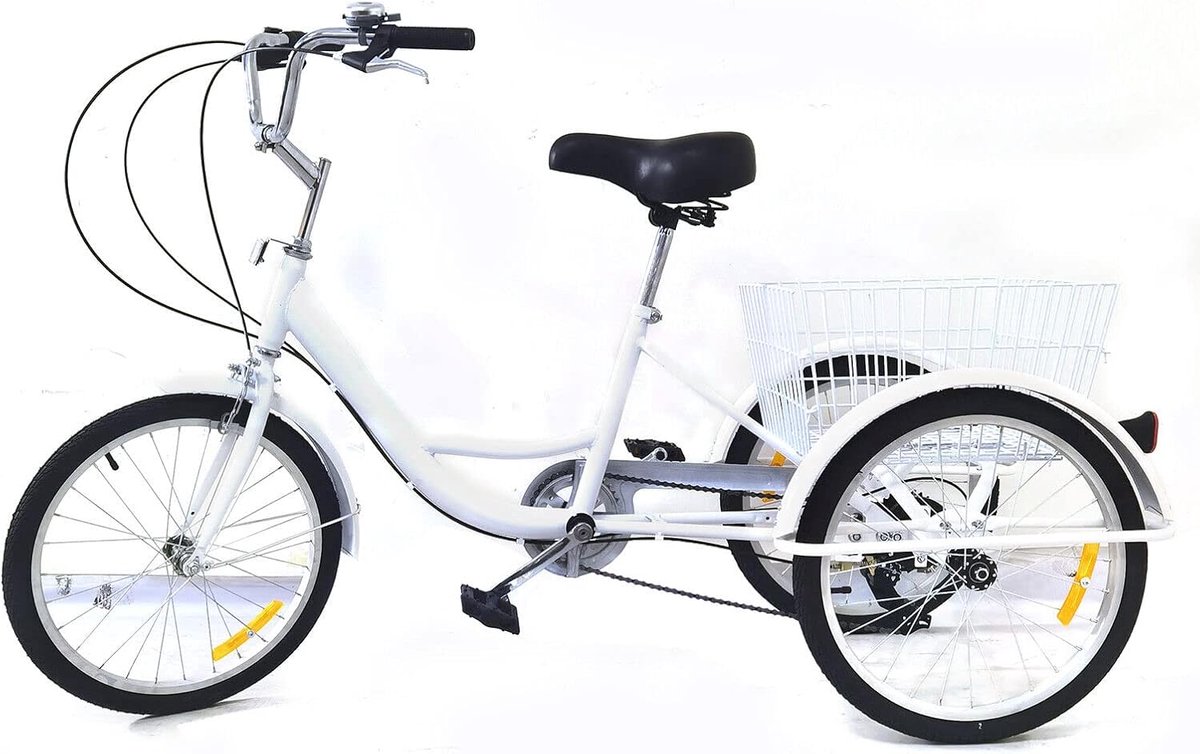 Driewieler Fiets - Volwassen Fiets - Boodschappen Vervoer - 8 Versnellingen - 20 Inch Wielen - Wit Driewieler kopen online