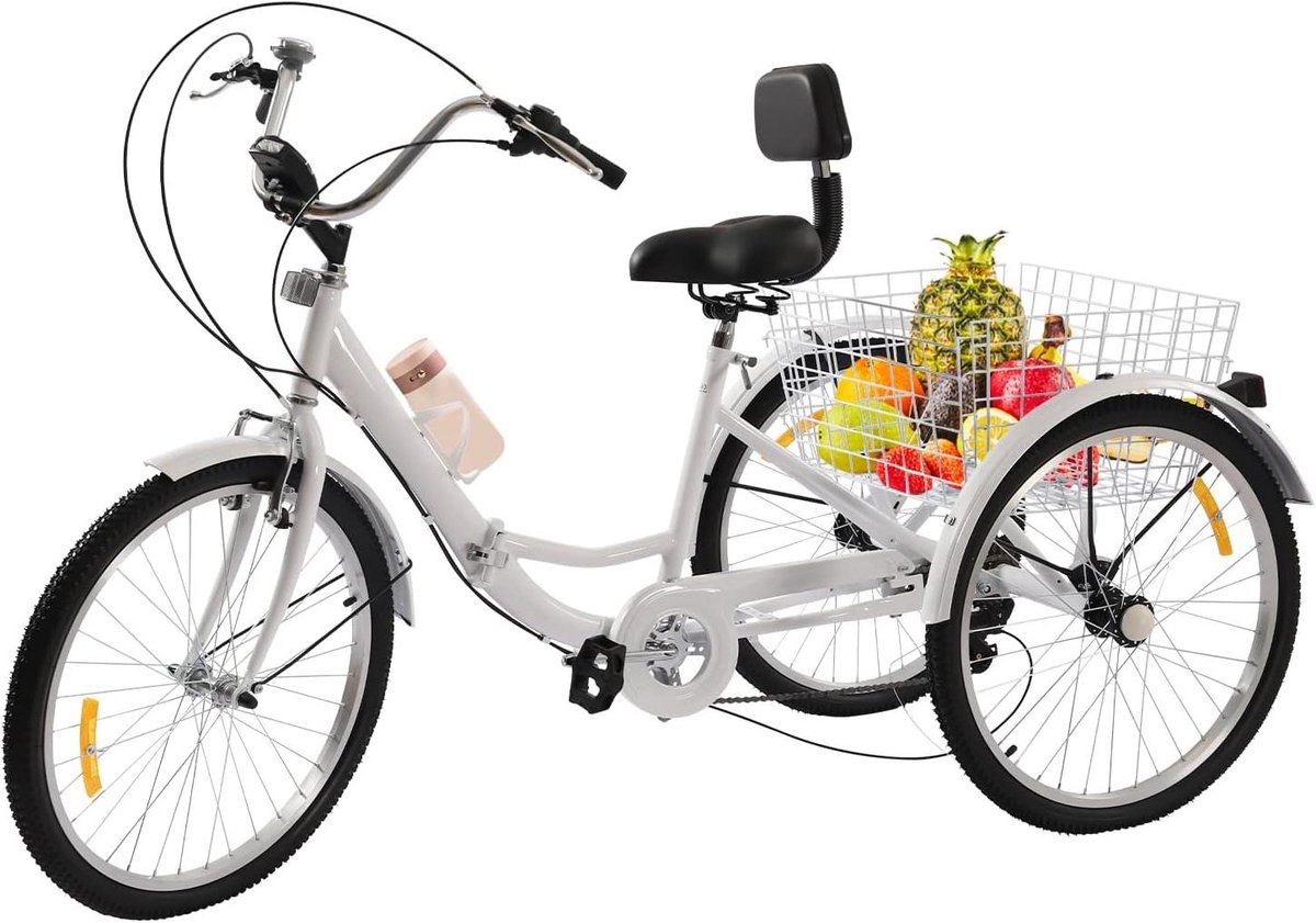 Driewieler Fiets - Volwassen Tricycle - Stadsvervoer - Inklapbaar Ontwerp - 24 Inch - Wit Driewieler kopen online