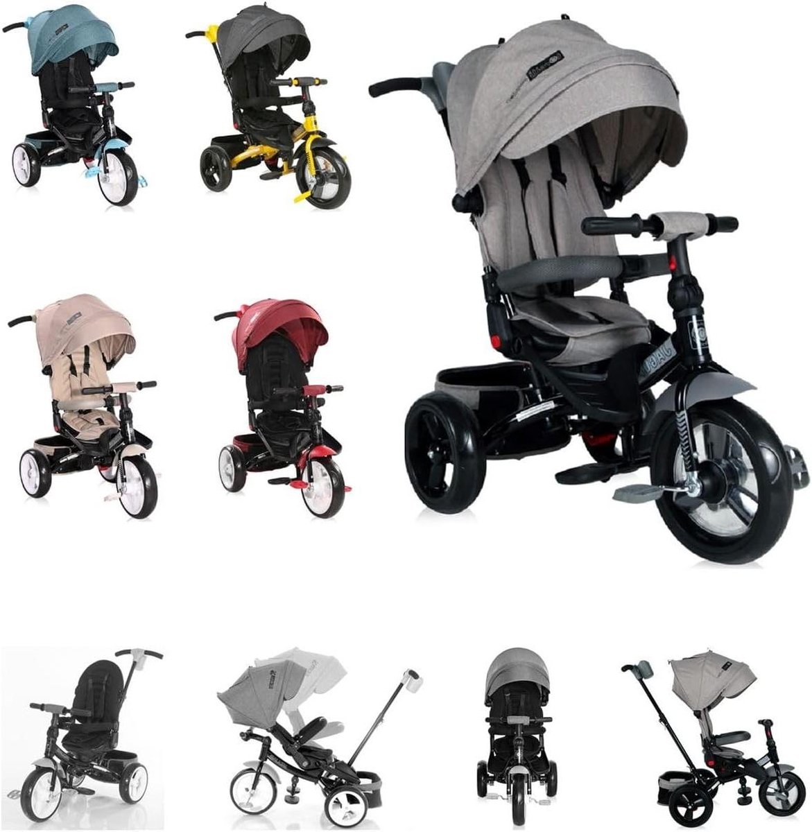 driewieler jaguar kinderdriewieler buiten spelen draaibare zitting 103 x 53 x 120 cm donkergrijs