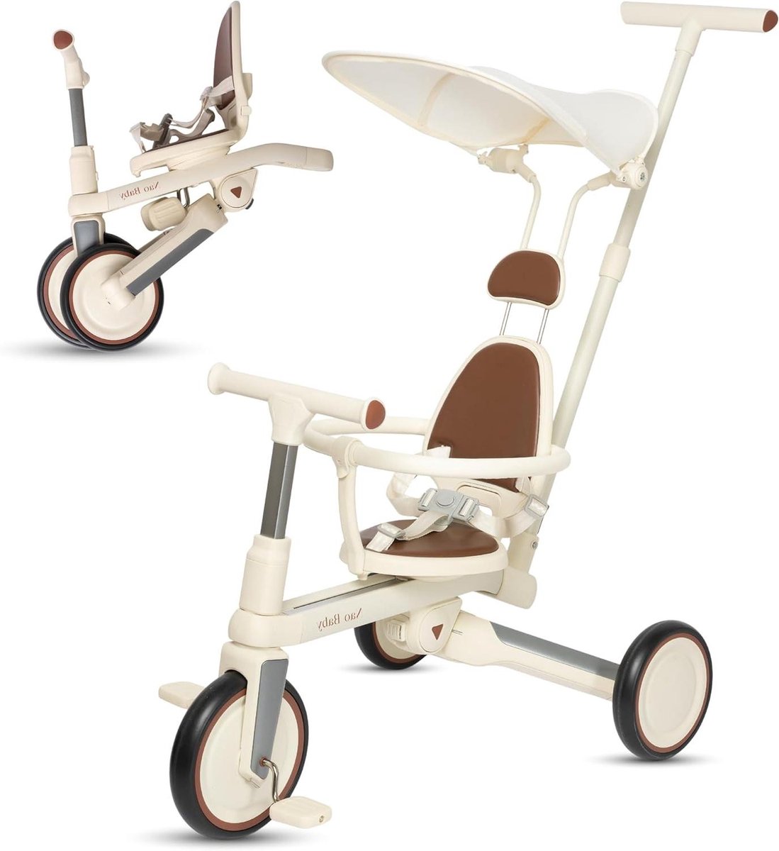 Driewieler Kinderen - Babyfiets Peuter - Veilig Buiten Spelen - 3-in-1 Evolutief - 30 x 45 x 75 cm - Grijs Driewieler kopen online