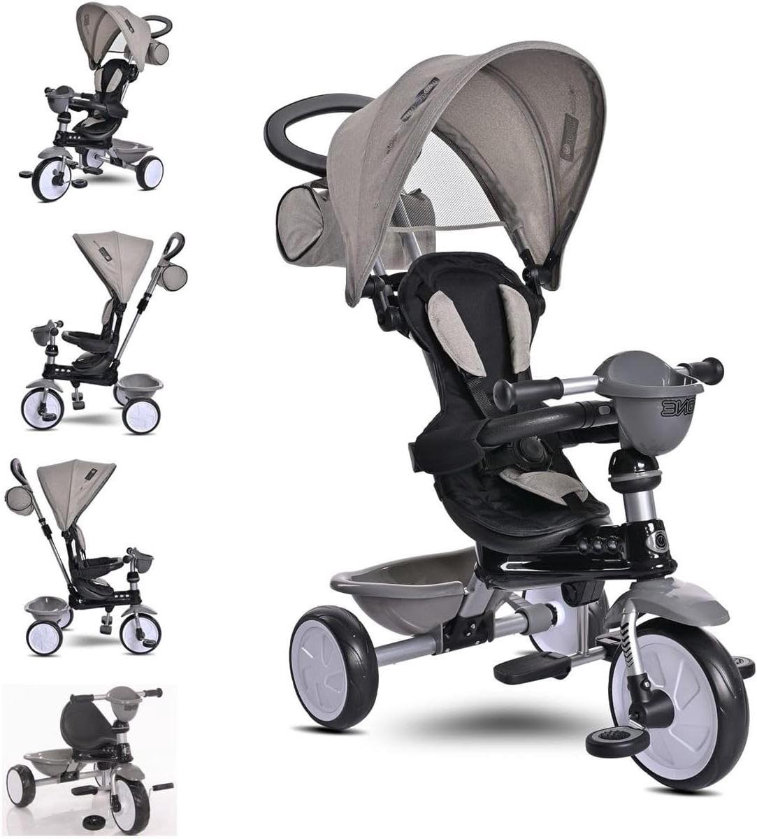 driewieler kinderen loopfiets baby buiten spelen ombouwbaar 3 in 1 70 x 50 x 96 cm lichtgrijs