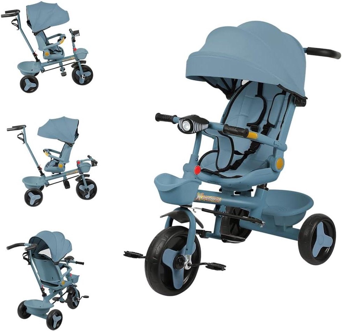 Driewieler Kinderen - Loopfiets Baby - Veilig Buiten Spelen - Verstelbare Duwstang - 100 cm x 75 cm - Blauw Driewieler kopen online