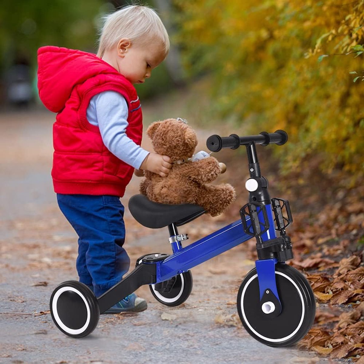 Driewieler Kinderen - Loopfiets - Buiten Spelen - 3-in-1 Functie - 18 Maanden tot 4 Jaar - Blauw Driewieler kopen online
