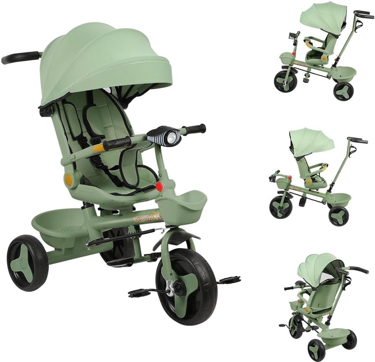 Driewieler Kinderen - Loopfiets Kinderwagen - Buiten Spelen - Schaalbaar Design - 74 x 46 x 106 cm - Groen Driewieler kopen online