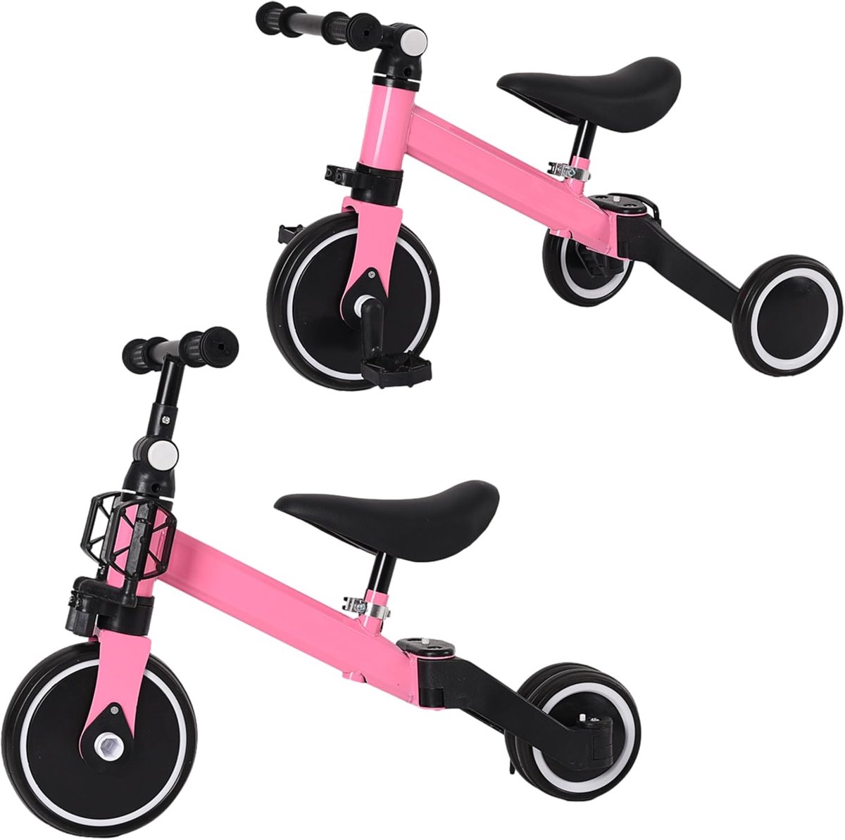 Driewieler Kinderen - Loopfiets Peuter - Actief Spelen - 3-in-1 Groei Model - 1-4 Jaar - Roze Zwart Driewieler kopen online