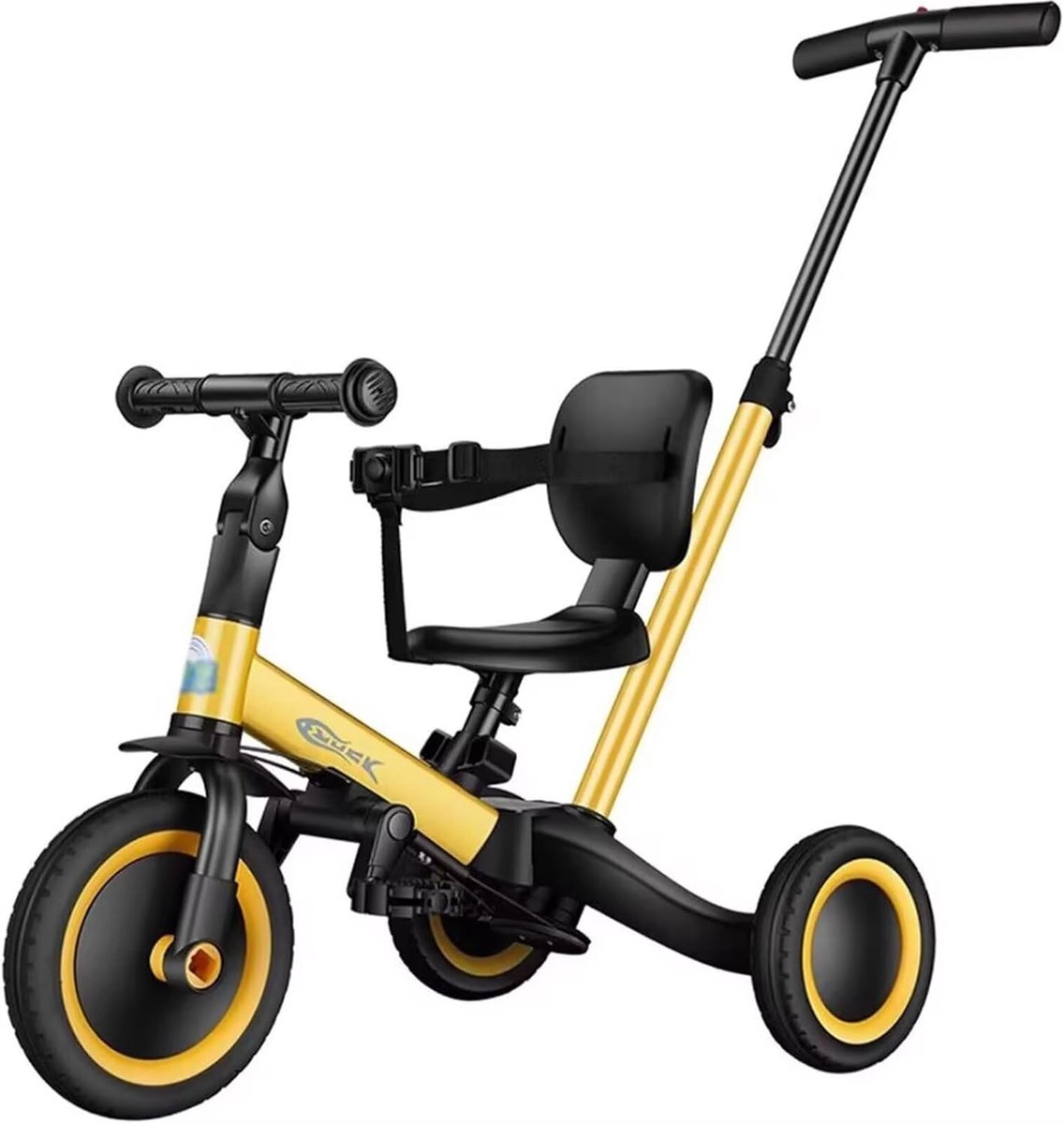 driewieler kinderen peuter loopfiets buiten spelen 5 in 1 verstelbaar 75 130 cm lengte geel rood zwart
