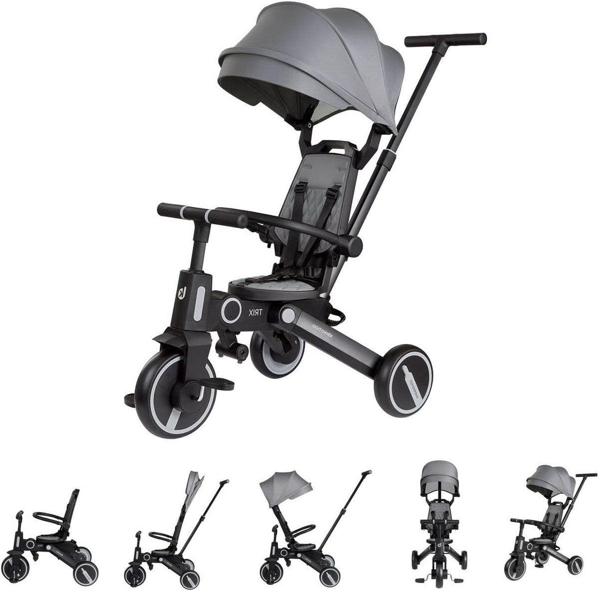 Driewieler - Kinderfiets - Buiten spelen - 3-in-1 ombouwbaar - 95 cm - Grijs Driewieler kopen online