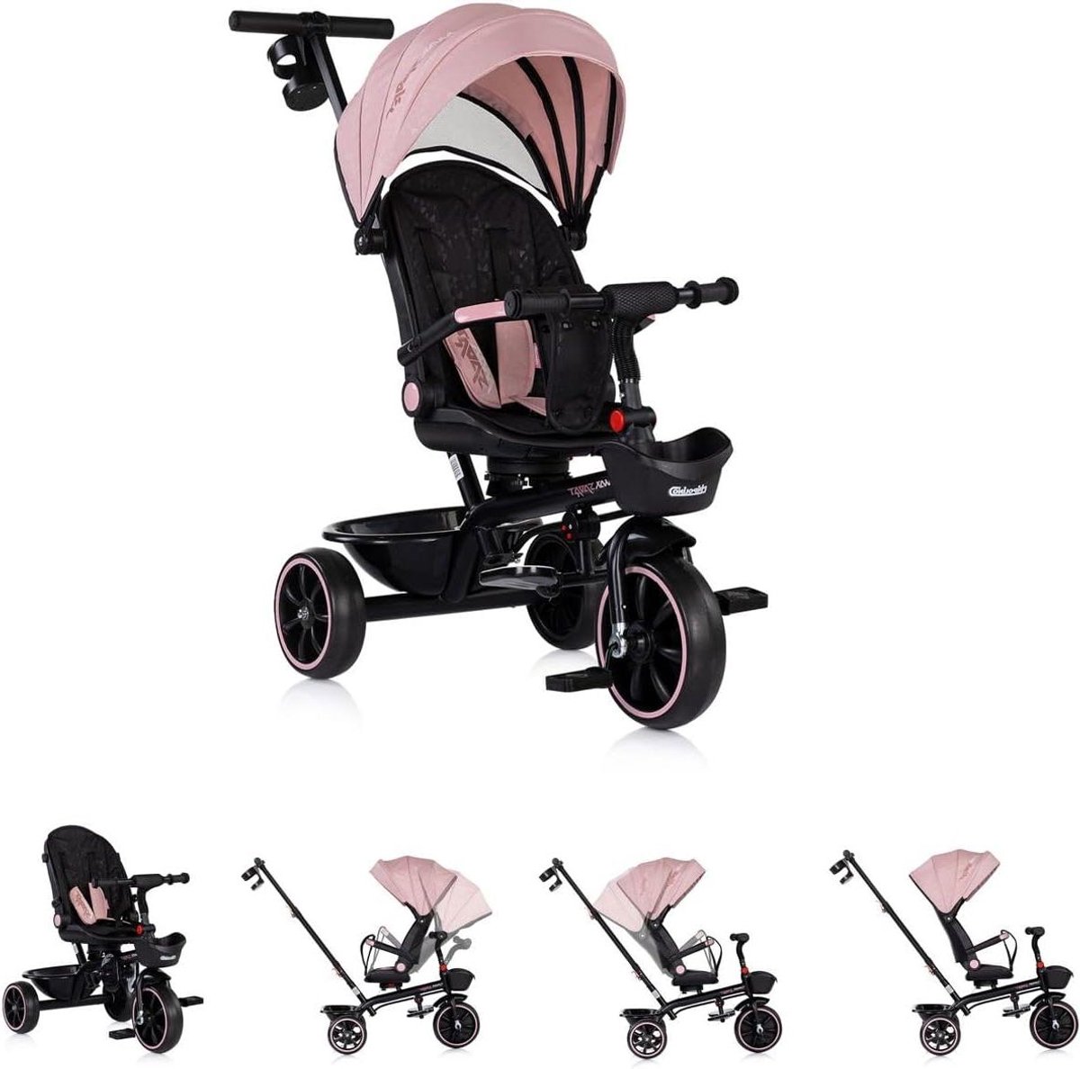 Driewieler - Kinderfiets - Buiten spelen - Zitting 360 graden draaibaar - 116 x 50 x 95 cm - Roze zwart Driewieler kopen online