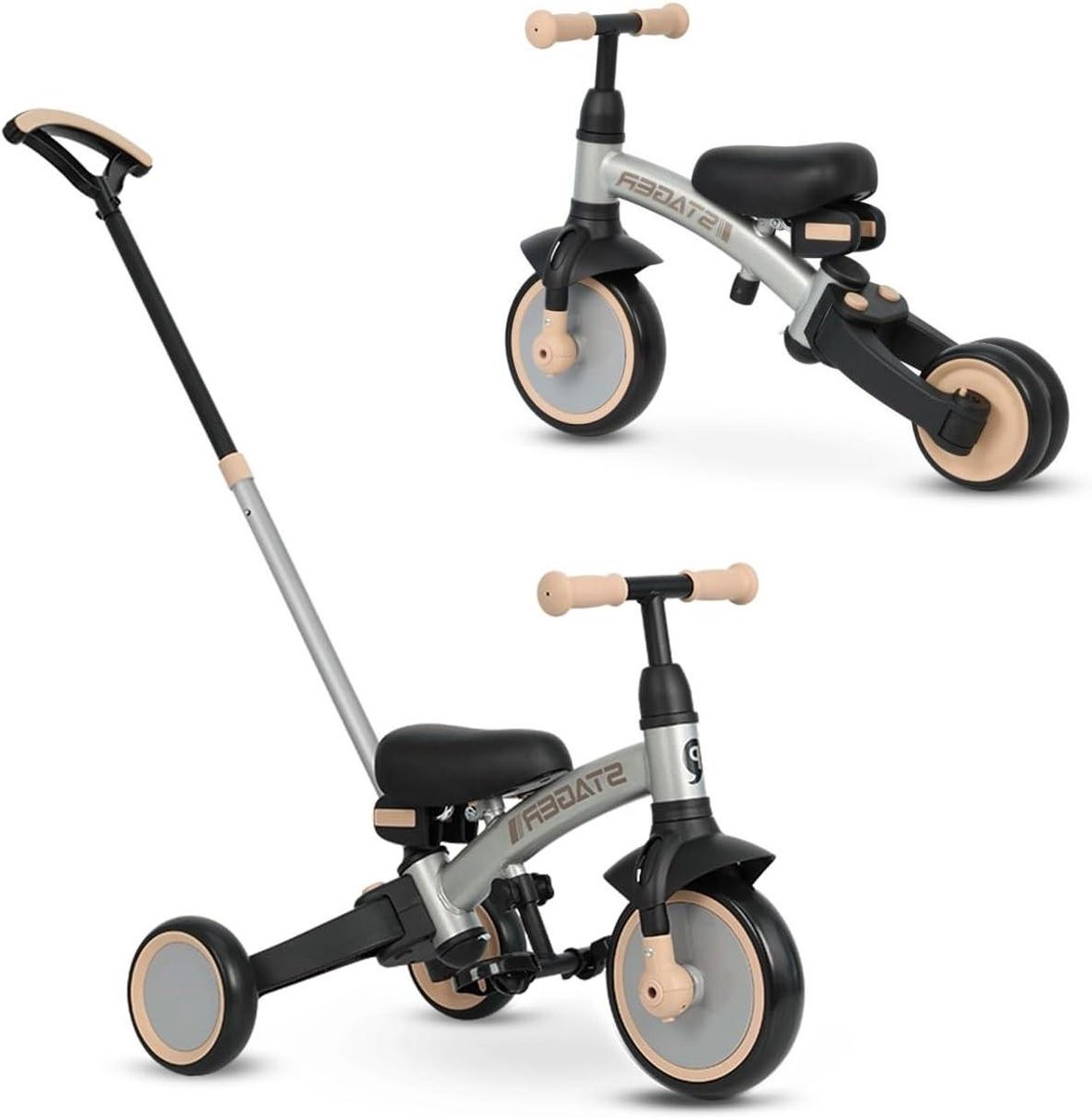 Driewieler - Kindertricycle - Buiten spelen - Groeit mee met kind - 94 cm - Zilver Driewieler kopen online