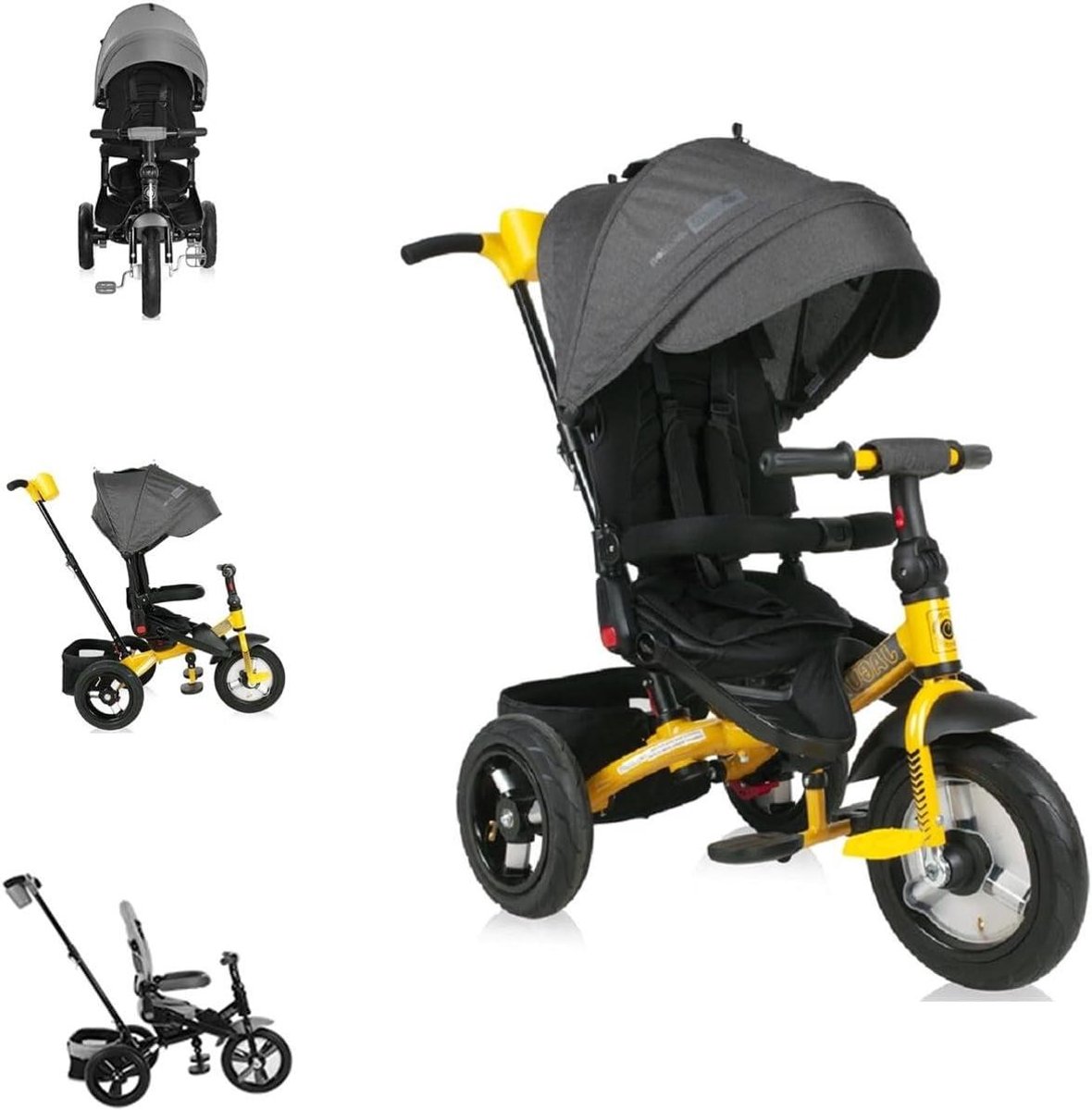 Driewieler - Loopfiets - Buiten spelen - Luchtbanden - 120 cm lang - Zwart Geel Driewieler kopen online