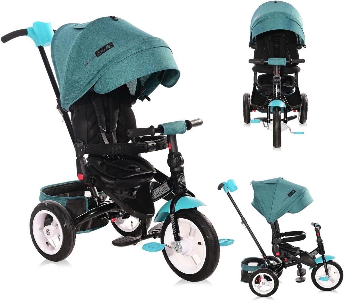 driewieler met duwstang kinderdriewieler tricycle buiten spelen meegroeiend ontwerp 55 x 40 x 55 cm groen
