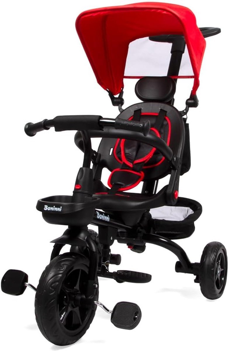 Driewieler met Duwstang - Kinderloopfiets - Buiten Spelen - 360 Graden Draaistoel - 53x82x97 cm - Rood Driewieler kopen online