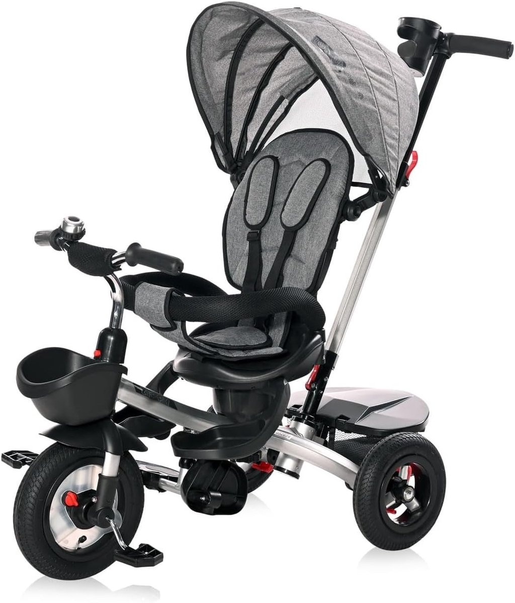 driewieler omkeerbaar kinderdriewieler buiten spelen luchtbanden vrijloop 92 x 50 x 100 cm grijs