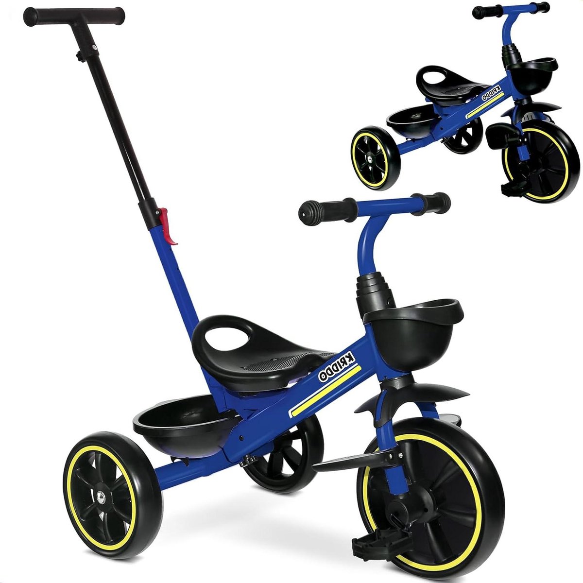 Driewieler Peuters - Kinderfiets Ouder-Kind - Leren Fietsen - Verstelbare Duwstang - 78 x 46 x 96 cm - Blauw Driewieler kopen online