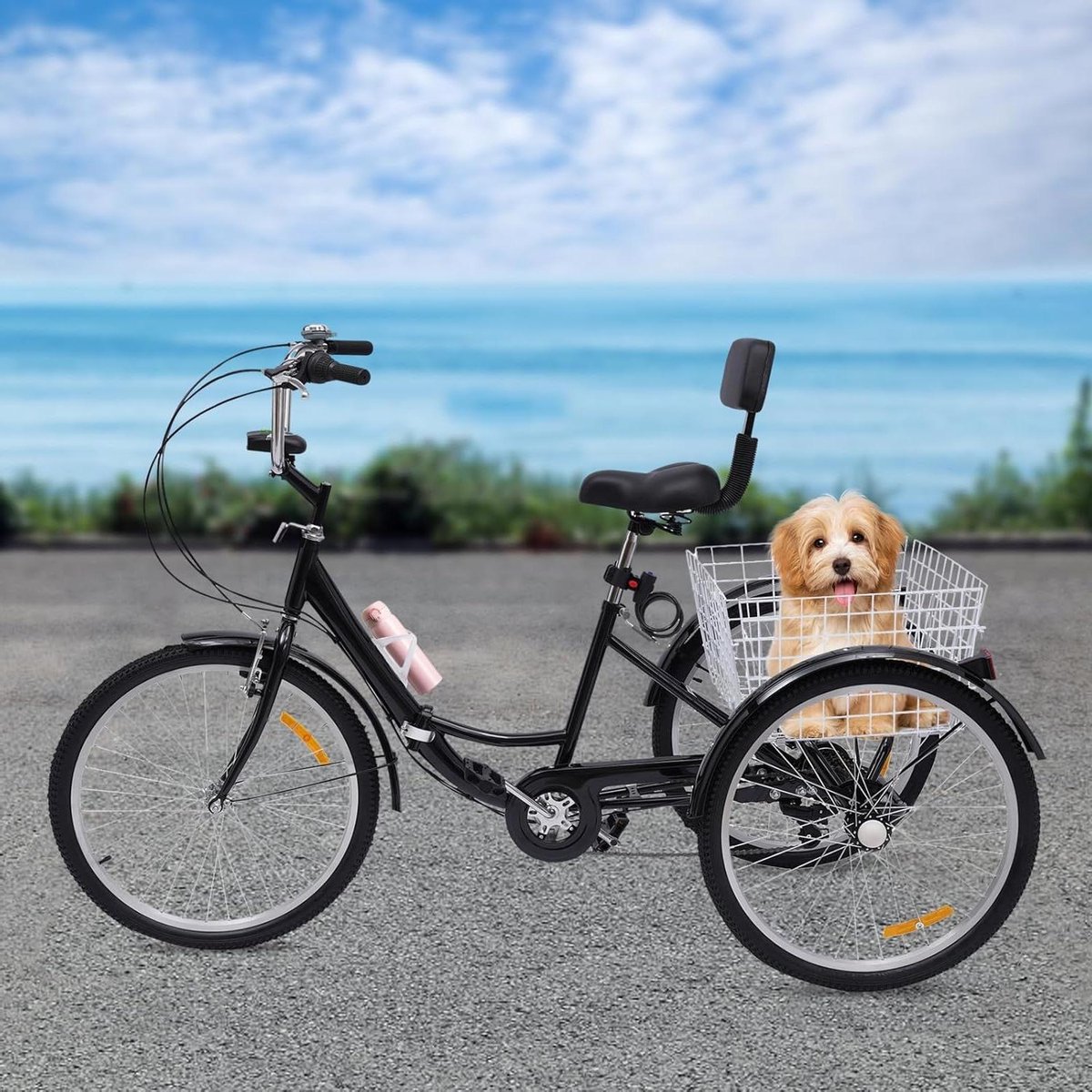 Driewieler Volwassenen - Comfortabele Fiets - Boodschappen Doen - Inklapbaar Frame - 24 inch Wiel - Zwart Driewieler kopen online