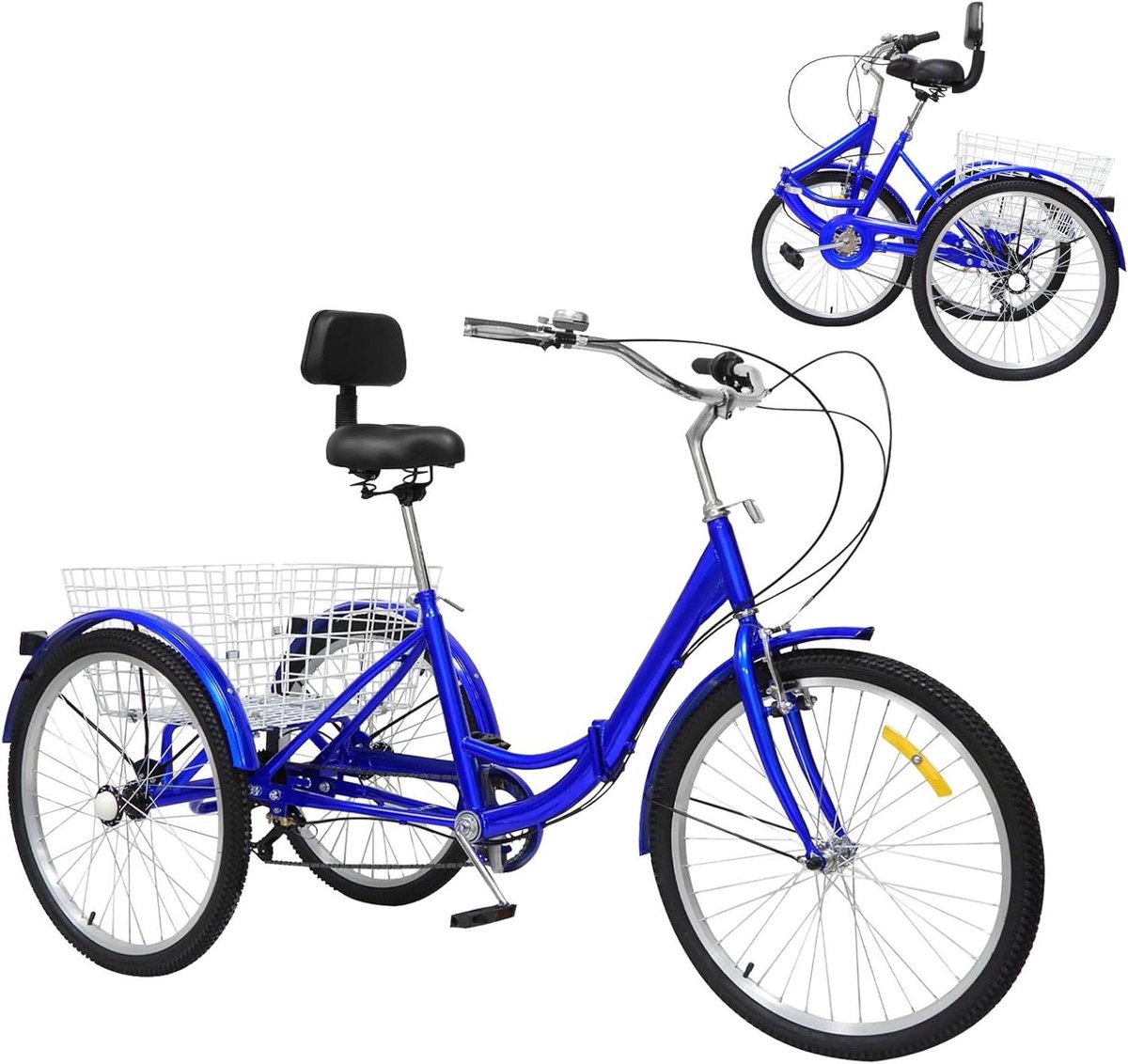 Driewieler Volwassenen - Drie Wieler - Boodschappen Doen - 7 Versnellingen - 24 Inch - Blauw Driewieler kopen online