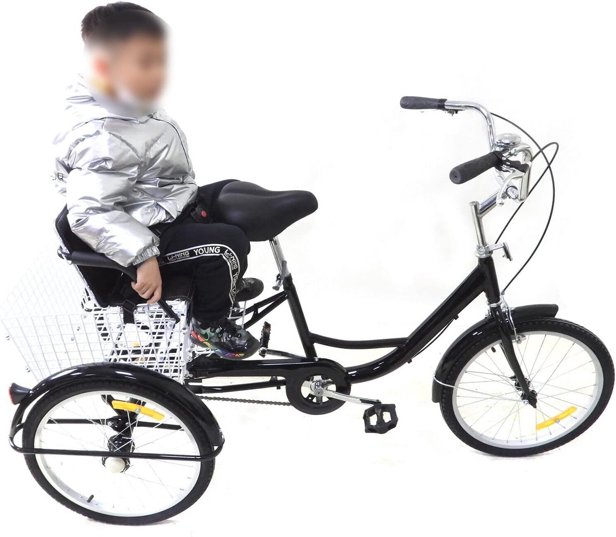 Driewieler Volwassenen - Driewieler Fiets - Stad en Boodschappen - Met Mand Kinderzitje - 20 Inch Wielen - Zwart Driewieler kopen online