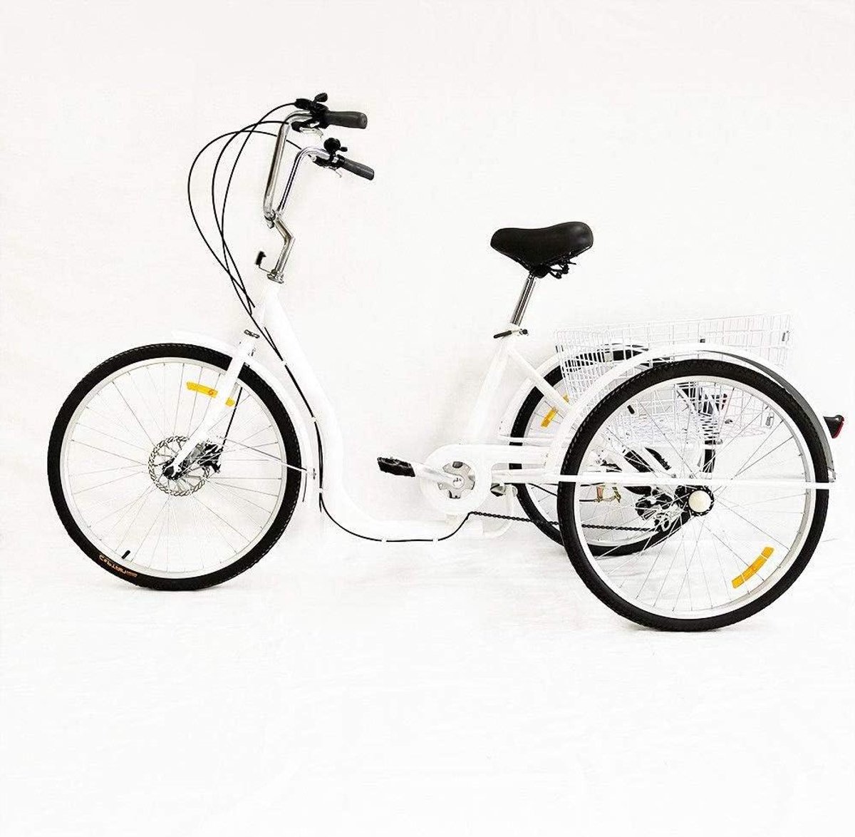 Driewieler Volwassenen - Driewieler Fiets - Winkelen Boodschappen - Met Witte Mand - 66 cm - Wit Driewieler kopen online