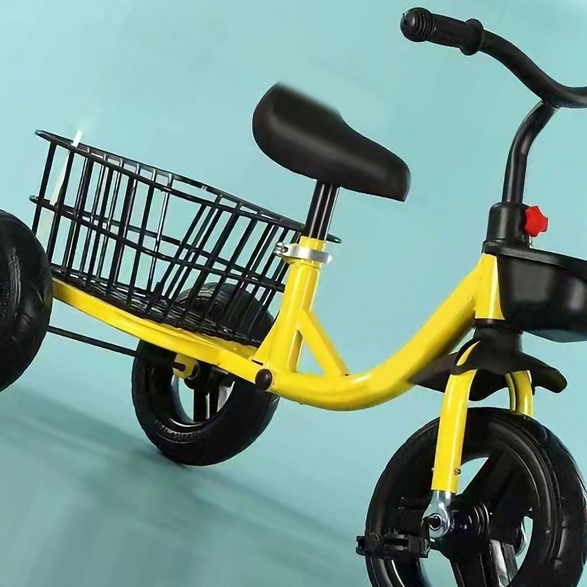 driewieler voor kinderen loopfiets buiten spelen met opbergmand 62 x 31 x 26 cm geel