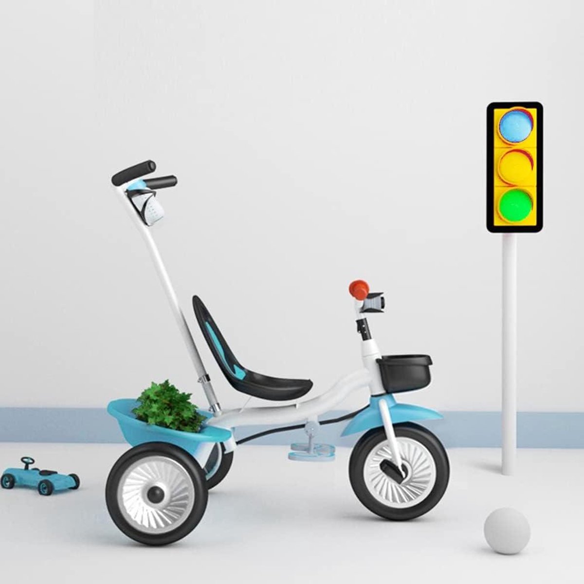 Driewieler voor kinderen - Loopfiets - Buiten spelen - Twee-in-één ontwerp - 50x75x87 cm - Blauw-wit Driewieler kopen online