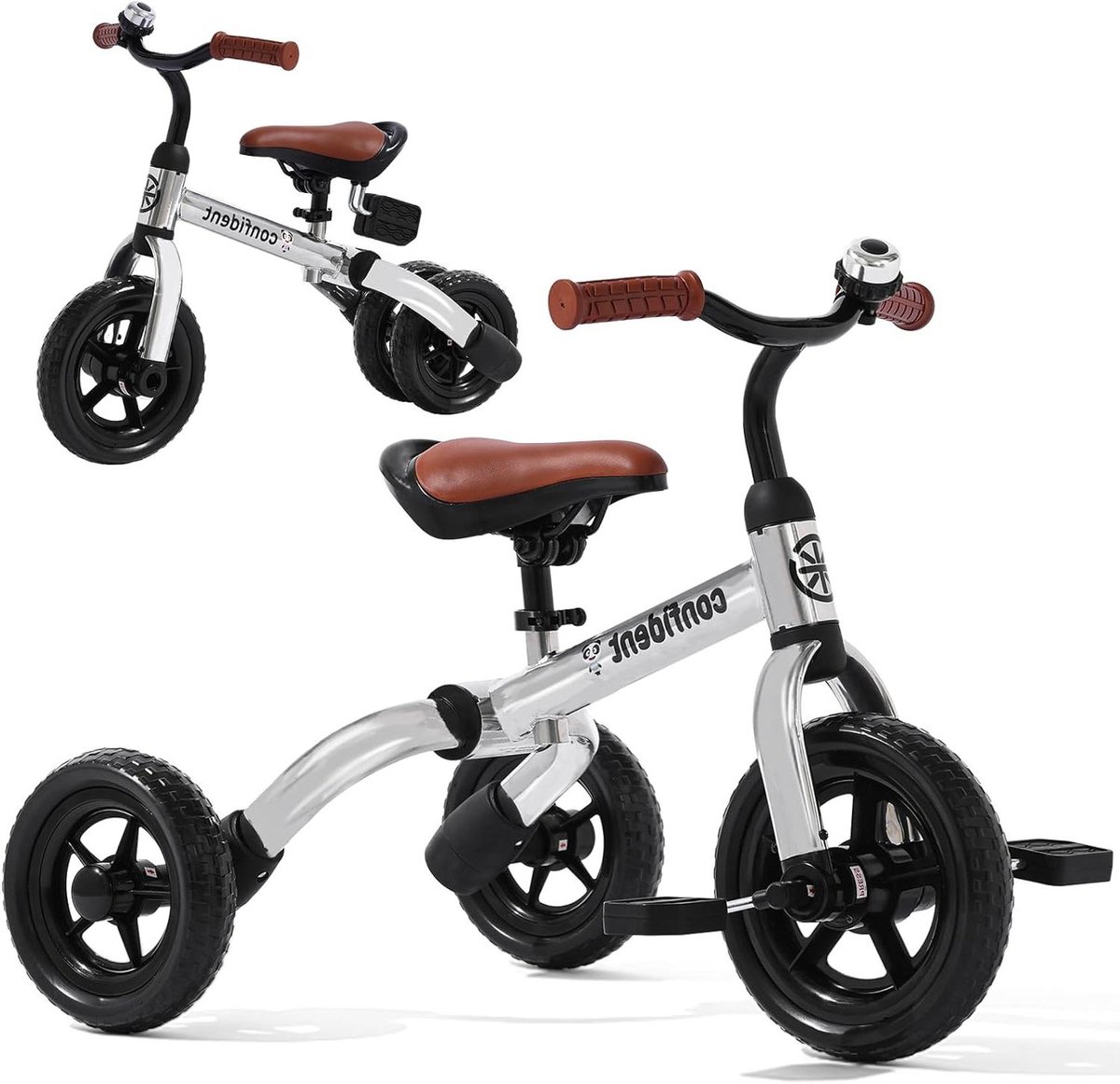 Driewieler voor peuters - 3-in-1 fiets - Buiten spelen - Opvouwbaar ontwerp - Verstelbare zitting - Zilver glanzend Driewieler kopen online