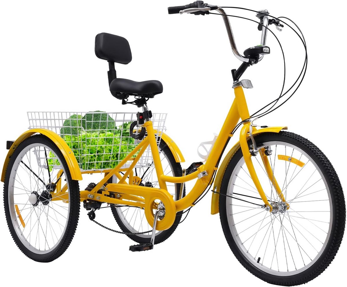 driewieler voor volwassenen 24 inch inclusief boodschappenmand opvouwbaar met 7 versnellingen