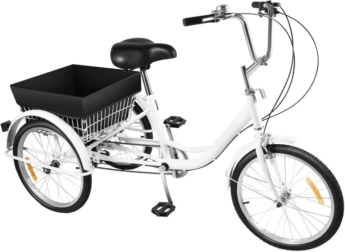 Driewieler voor volwassenen - 3-wieler fiets - Comfortabel transport - Hoge stabiliteit - 20 inch - Wit Driewieler kopen online
