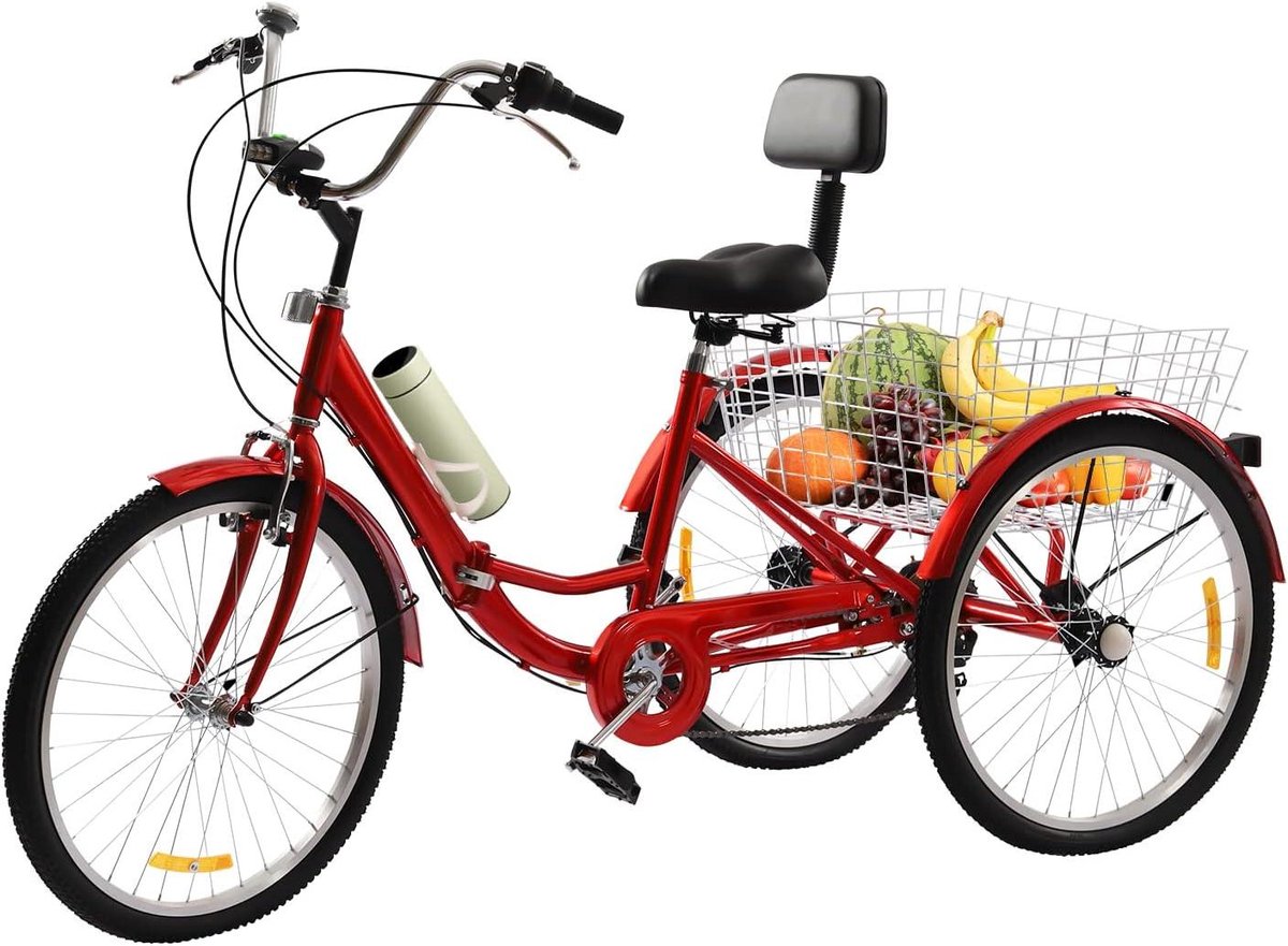 Driewieler voor volwassenen - Drie wieler - Comfortabel transport - Opvouwbaar frame - 20 inch wielen - Rood Driewieler kopen online