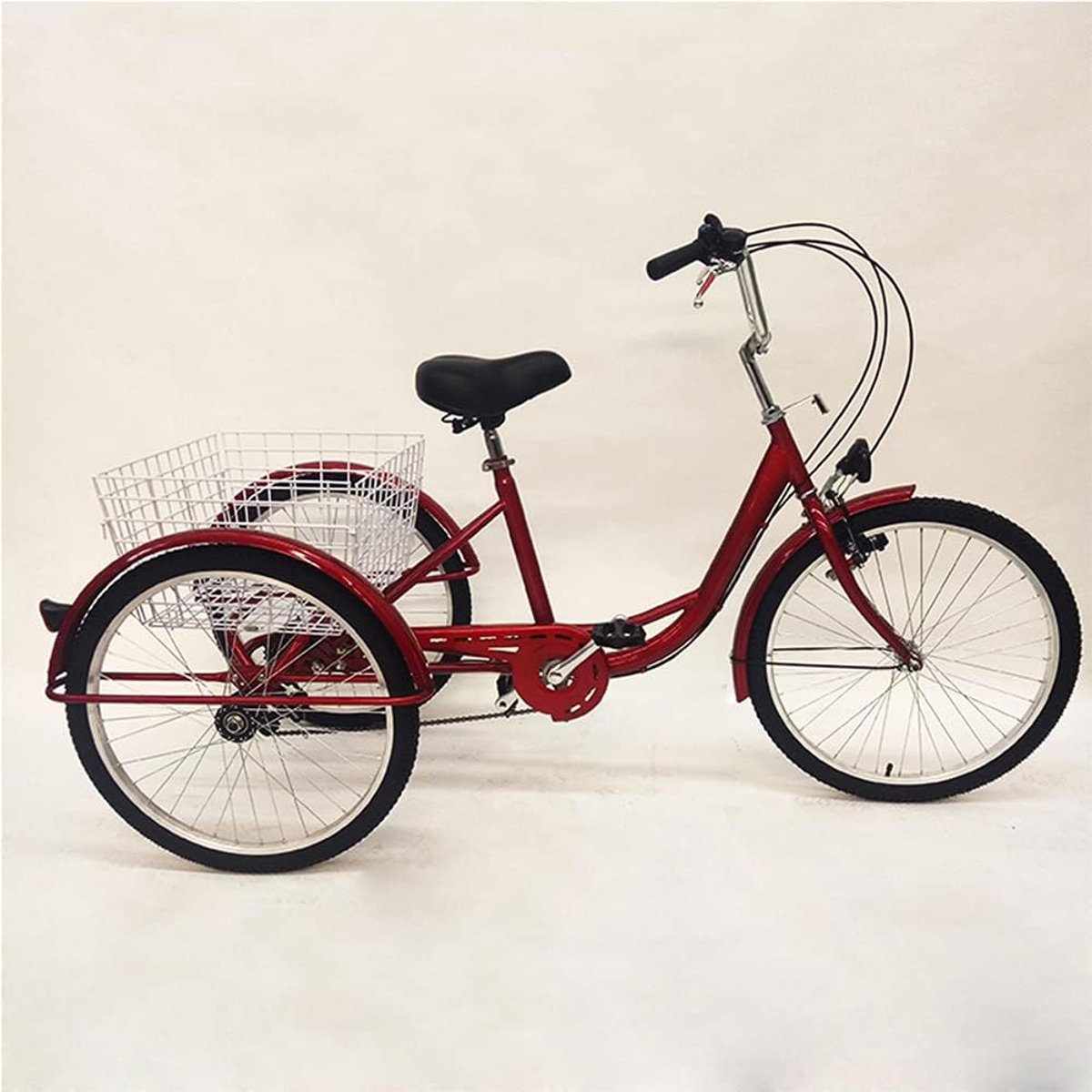 Driewieler voor volwassenen - Driewiel - Boodschappen doen - 6 versnellingen mand - 24 inch - Rood Driewieler kopen online