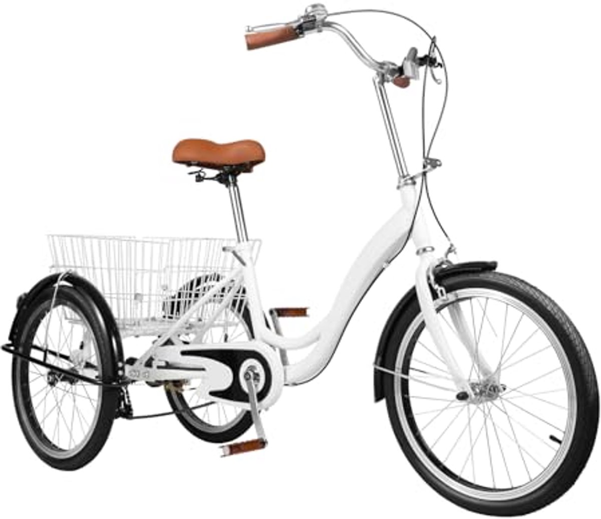 Driewieler voor volwassenen - Driewiel - Boodschappen doen - Dubbel remsysteem - 20 inch - Wit Driewieler kopen online