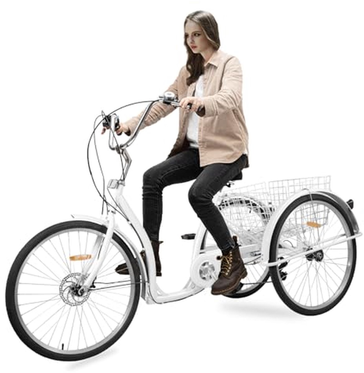 driewieler voor volwassenen driewiel fiets boodschappen doen met boodschappenmand 26 inch wit