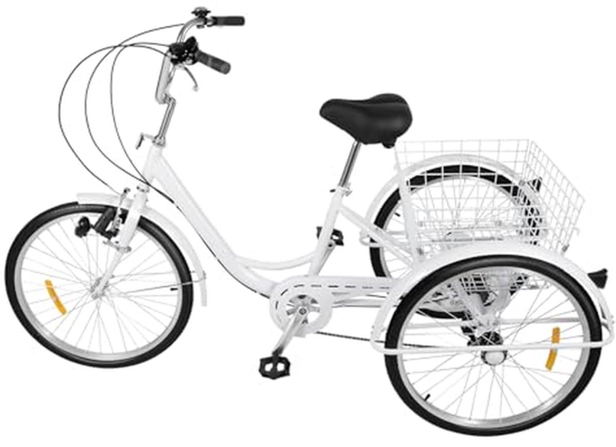driewieler voor volwassenen driewiel fiets boodschappen doen met ruime mand 24 inch wielen wit