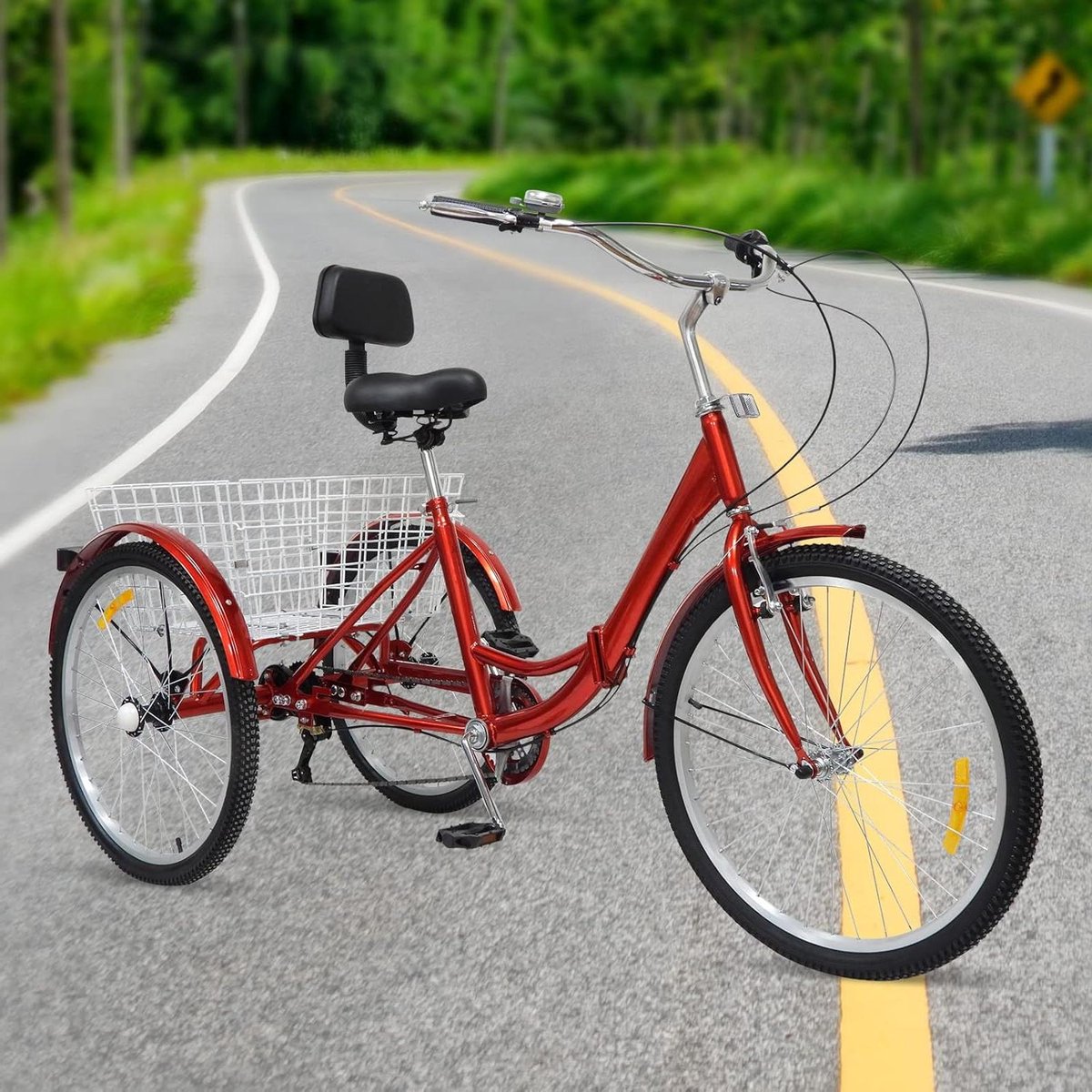 Driewieler voor volwassenen - Driewiel fiets - Ontspannen Boodschappen - 7 Versnellingen - 24 Inch Wielen - Zwart Driewieler kopen online