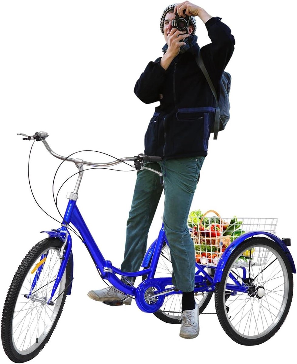 Driewieler voor volwassenen - Driewiel fiets - Ontspannen transport - Stevige bagagemand - 24 inch wielmaat - Zwart Driewieler kopen online