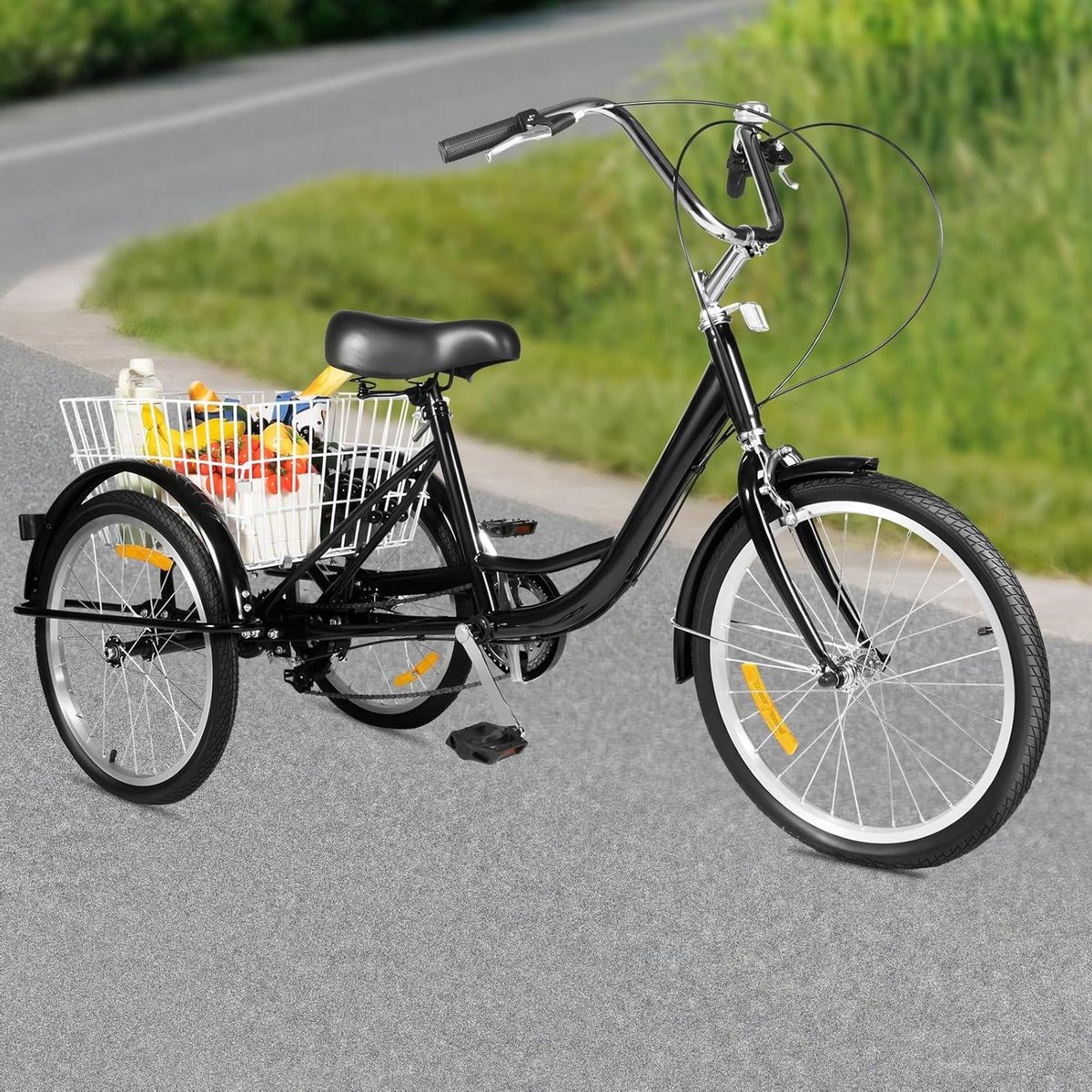 Driewieler voor volwassenen - Driewieler fiets - Boodschappen doen - 8 versnellingen - 20 inch - Zwart Driewieler kopen online