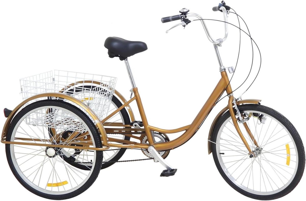 Driewieler voor volwassenen - Driewieler fiets - Comfortabel cruisen - Zes versnellingen - 24 inch wielen - Zwart Driewieler kopen online