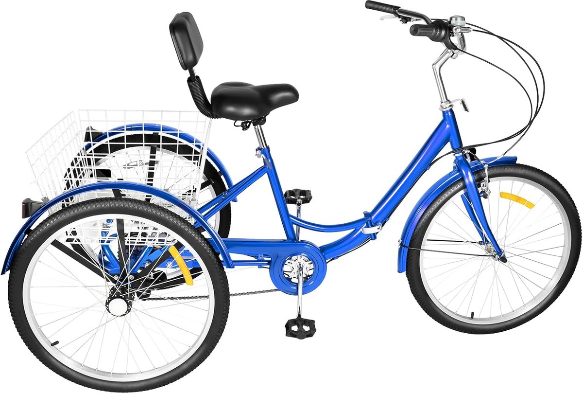 Driewieler voor volwassenen - Driewieler met mand - Boodschappen doen - 7 versnellingen - 61 cm - Blauw Driewieler kopen online