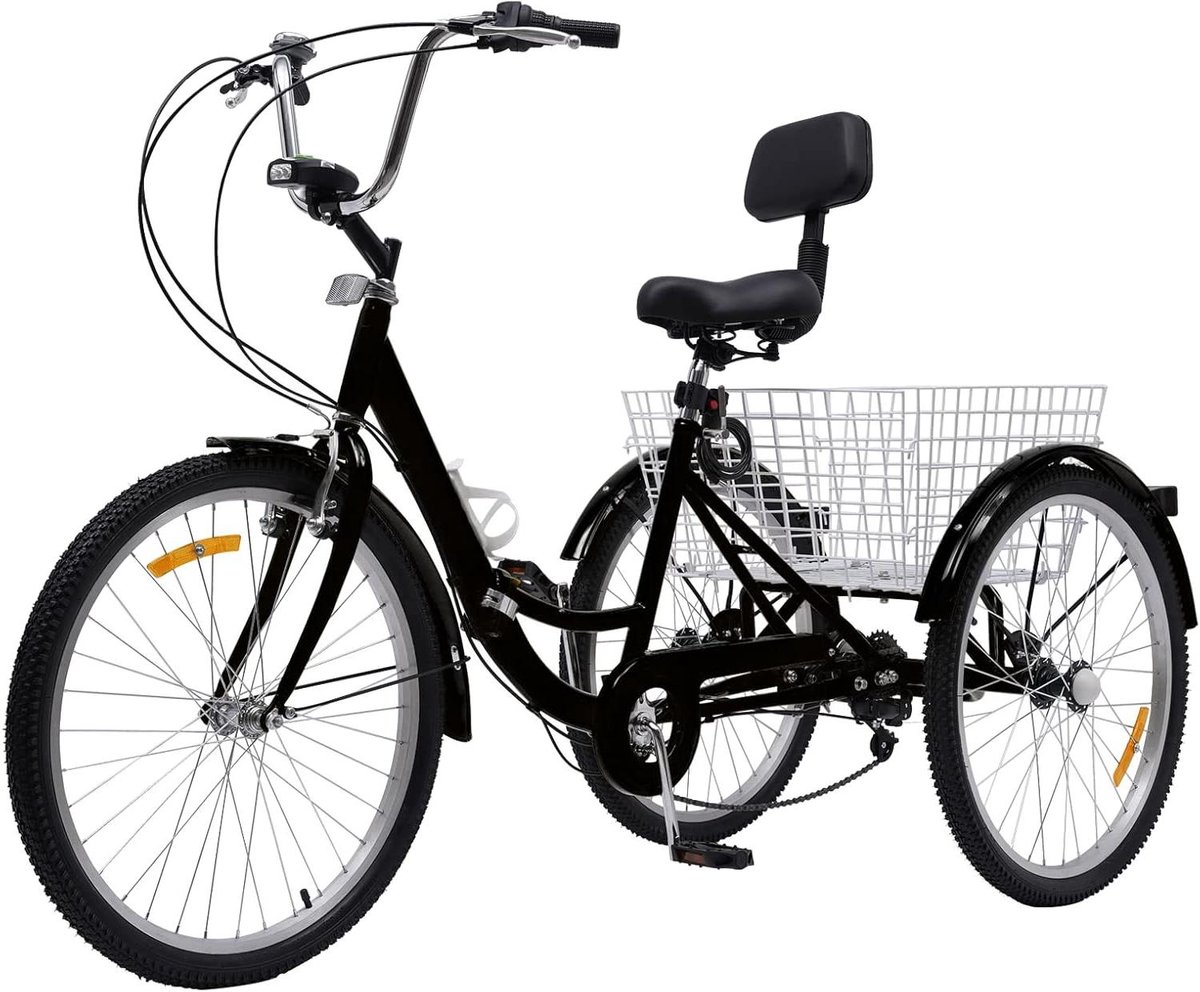 Driewieler voor volwassenen - Inklapbare fiets - Vrije tijd - Met rugleuning - 24 inch wielen - Zwart Driewieler kopen online