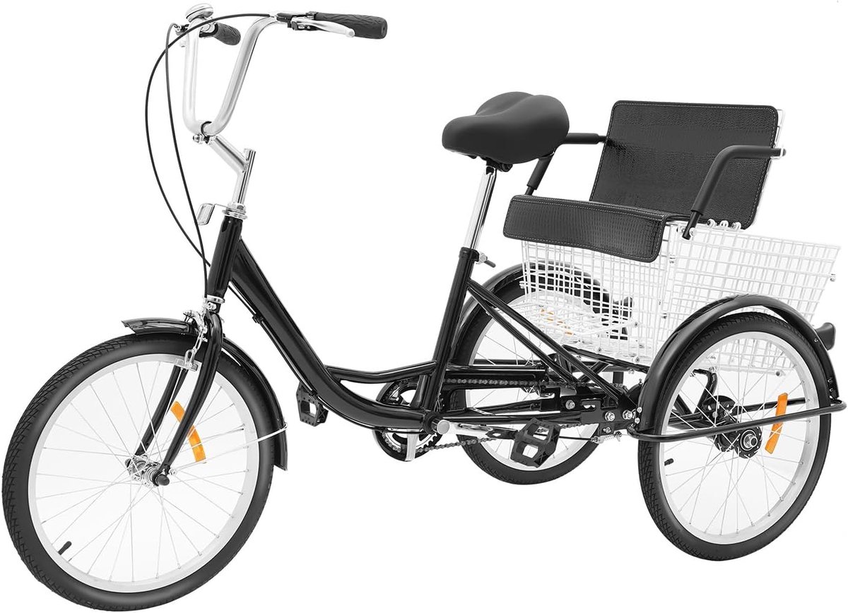 driewieler voor volwassenen lastfiets driewieler boodschappen doen met kinderzitje 20 inch zwart