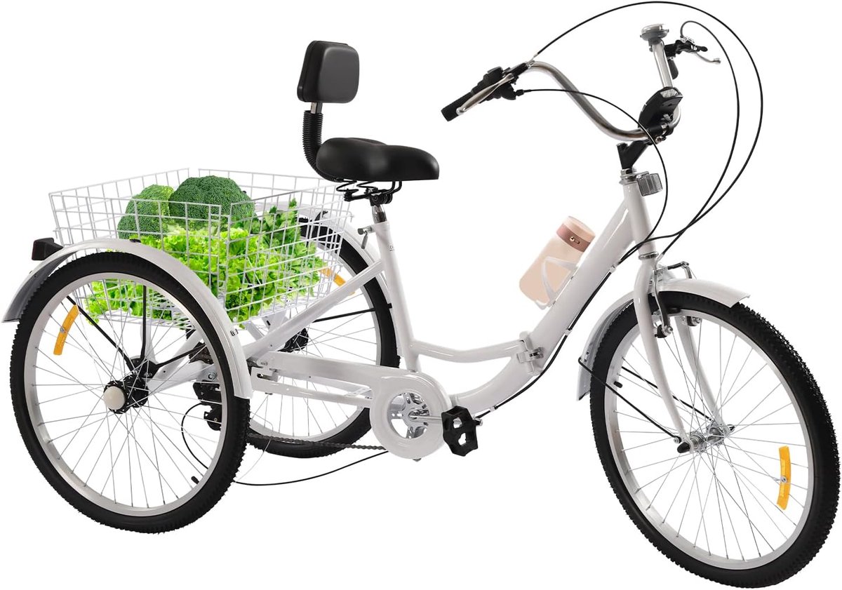 Driewieler voor volwassenen - Vouwfiets 3 wielen - Boodschappen en transport - 7 versnellingen mand rugleuning Driewieler kopen online